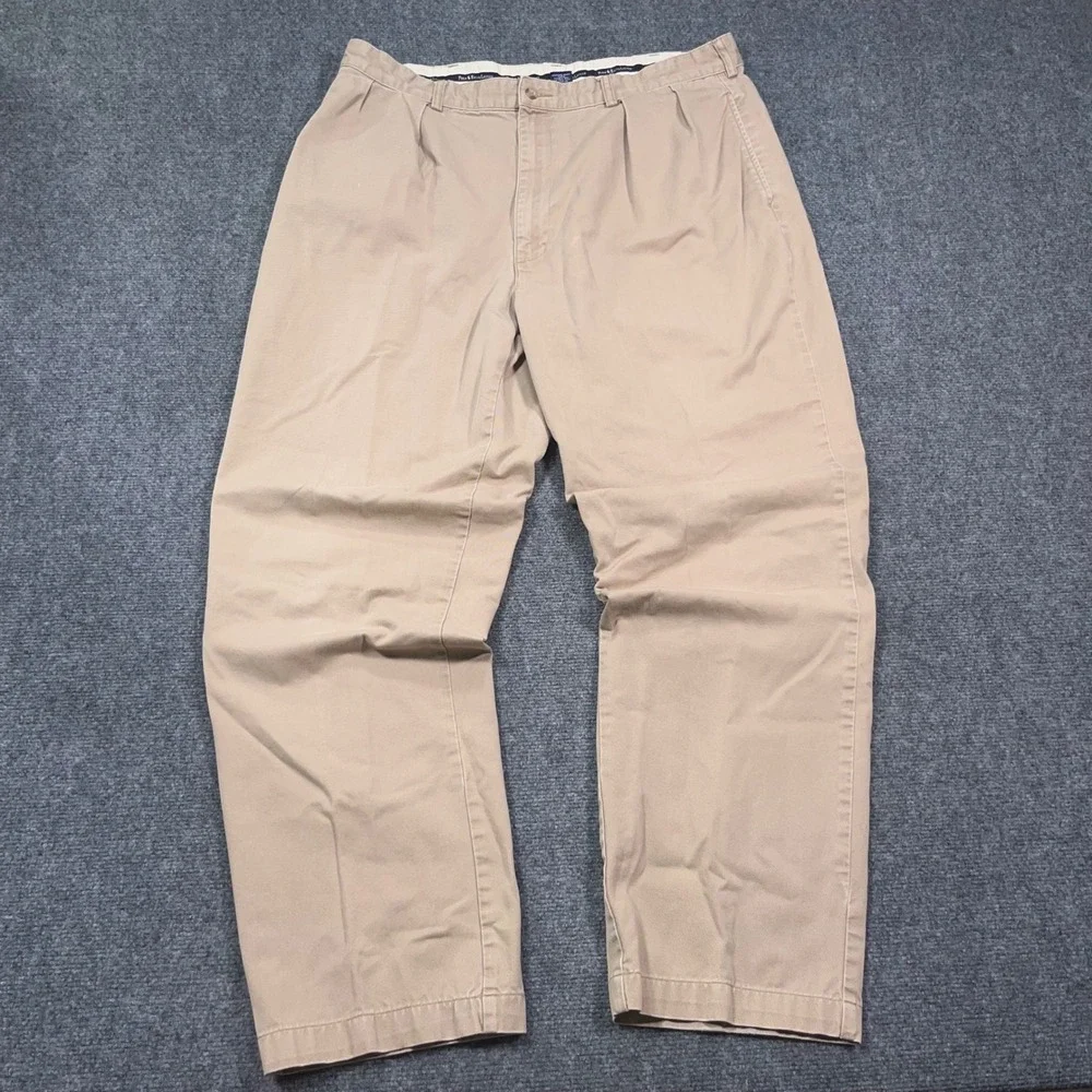 VTG Polo Ralph Lauren Polo Chinos Mens 38x32 Double Pleated Khaki Preppy Grandpa